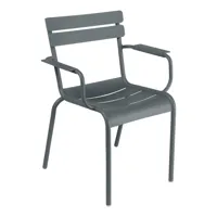 fermob - chaise de jardin avec accoudoirs luxembourg - gris tempête/texturé brillant/lxhxp 52x88x57cm/résistant aux uv/empilable