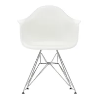 vitra - chaise avec accoudoirs eames dar chromé - blanc/siège polypropylène/structure chrome façon tour eiffel /pxhxp 62,5x83x60cm