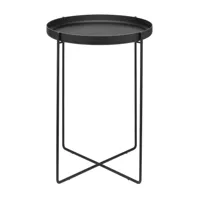 e15 - table d'appoint cm05 habibi ø37cm - noir foncé/revêtu par poudre/h 47cm/plateau détachable/structure acier noir foncé revêtu par poudre