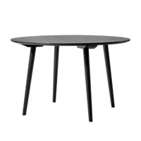 &tradition - table à manger in between sk4 - frêne teinté noir ral 9005/h 73cm/ø 120cm/placage forme pressée