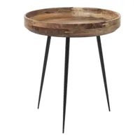 mater - table d'appoint bowl m - naturel/plateau bois de mangue laqué/structure acier noir/h 52cm / ø 46cm