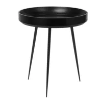 mater - table d'appoint bowl m - noir/plateau bois de mangue teinté/structure acier noir/h 52cm / ø 46cm