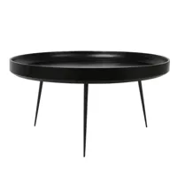 mater - table d'appoint bowl xl - noir/plateau bois de mangue teinté/structure acier noir/h 38cm / ø 75cm