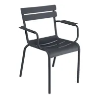 fermob - chaise de jardin avec accoudoirs luxembourg - anthracite/texturé brillant/lxhxp 52x88x57cm/résistant aux uv/empilable