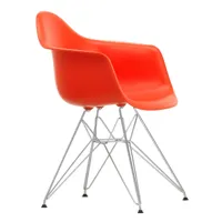 vitra - chaise avec accoudoirs eames dar chromé - rouge coquelicot/siège polypropylène/structure chrome façon tour eiffel /pxhxp 62,5x83x60cm