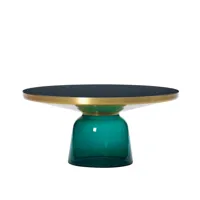 classicon - table basse bell coffee table laiton - vert émeraude/verre de cristal/h 36cm/ø 75cm/base en verre hxø 25x32cm/partie supérieure en laiton 