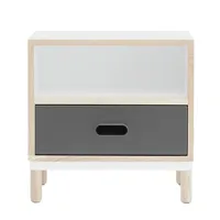 normann copenhagen - kabino - table de chevet - blanc/1 tiroir gris/h x w x d: 50 x: 50 x 41cm