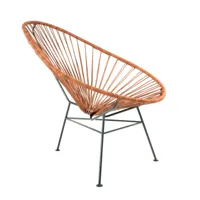 acapulco design - fauteuil acapulco cuir - cognac/assise cuir/structure acier peint par poudrage/lxhxp 70x90x95cm
