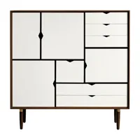 andersen furniture - buffet haut s3 façades blanches - blanc alpino/noyer américain/lxhxp 130x132x43cm