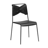 designhousestockholm - chaise torso - dossier cuir noir/siège frêne noir/lxhxp 52x83x55cm/structure acier noire revêtu par poudre