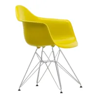 vitra - chaise avec accoudoirs eames dar chromé - jaune moutarde/siège polypropylène/structure chrome façon tour eiffel /pxhxp 62,5x83x60cm
