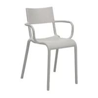 kartell - chaise de jardin + accoudoirs generic a - gris/polyéthylène coloré/pxpxh 52,5x52x79cm/empilable