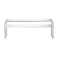 thonet - table basse b 10/1 - blanc pur ral 9010/frêne laqué/lxhxp 130x50x39cm/structure acier tubulaire chromé