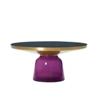 classicon - table basse bell coffee table laiton - violet améthyste/verre de cristal/h 36cm/ø 75cm/base en verre hxø 25x32cm/partie supérieure en lait