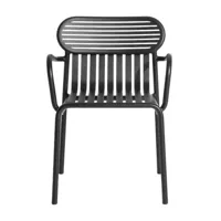 petite friture - chaise de jardin avec accoudoirs week-end bridge - noir/laqué mat/pxpxh 50x57x77cm/revêtement anti-uv