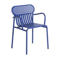 petite friture - chaise de jardin avec accoudoirs week-end bridge - bleu outremer/laqué mat/pxpxh 50x57x77cm/revêtement anti-uv