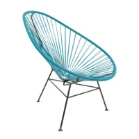 acapulco design - fauteuil acapulco classic - bleu pétrole, schwarz/assise pvc/structure acier peint par poudrage/lxhxp 70x90x95cm