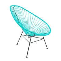 acapulco design - fauteuil acapulco classic - aquaverde, noir/assise pvc/structure acier peint par poudrage/lxhxp 70x90x95cm