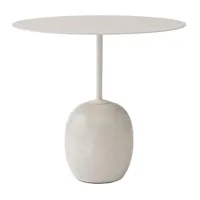 &tradition - table d'appoint plateau acier ovale lato ln9 - ivoire blanc/lxhxp 50x45x40cm/socle marbre crema diva