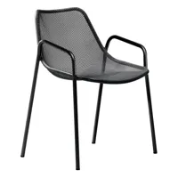 emu - chaise de jardin avec accoudoirs round - noir/peint par poudrage/pxhxp 63x79x58cm