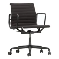 vitra - chaise de bureau ea 117 aluminium chair noir - noir nero/siège étoffe hopsak 66/structure noir/avec des rouleau souple/pxhxp 58x83-95x56,5-65c
