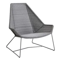 cane-line - fauteuil de jardin breeze dossier haut - clair gris/siège de fibre de cane-line/structure acier revêtu par poudre/pxhxp 98x98x87cm
