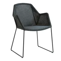 cane-line - chaise avec accoudoirs breeze structure luge - noir/siège de fibre de cane-line/structure acier revêtu par poudre/pxhxp 60x83x62cm