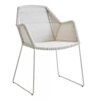 cane-line - chaise avec accoudoirs breeze structure luge - blanc gris/siège de fibre de cane-line/structure acier revêtu par poudre/pxhxp 60x83x62cm