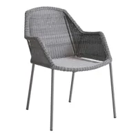 cane-line - chaise de jardin avec accoudoirs breeze - clair gris/siège de fibre de cane-line/structure acier revêtu par poudre/pxhxp 60x83x62cm