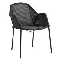 cane-line - chaise de jardin avec accoudoirs breeze - noir/siège de fibre de cane-line/structure acier revêtu par poudre/pxhxp 60x83x62cm