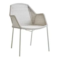 cane-line - chaise de jardin avec accoudoirs breeze - blanc gris/siège de fibre de cane-line/structure acier revêtu par poudre/pxhxp 60x83x62cm