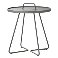 cane-line - table d'appoint on-the-move l - clair gris/revêtu par poudre/h 60cm / ø 52cm/plateau amovible