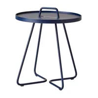 cane-line - table d'appoint on-the-move s - bleu nuit/revêtu par poudre/h 54cm / ø 44cm/plateau amovible