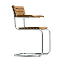 thonet - chaise de jardin cantilever s 40 f - marron/bois iroko huilé/lxhxp 56x85x56cm/avec patins de plastique