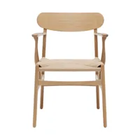 carl hansen - chaise avec accoudoirs ch26 structure chêne - chêne savonnée/tresse fils de papier naturel/pxhxp 59x79x52cm
