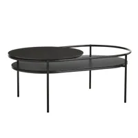 woud - table basse verde - noir/plateau marbre/étagère de placage/structure métal laqué noir/lxpxh 106x60x41cm