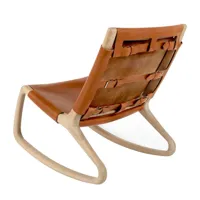 mater - fauteuil à bascule rocker - whisky/siège cuir/structure en chêne laqué mat/lxhxp 59,5x78x86,5cm