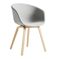 hay - chaise avec accoudoirs aac 23 chêne laqué mat - gris/étoffe remix 123/structure en chêne laqué à base d'eau/avec patins en plastique