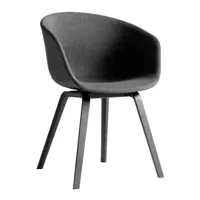hay - chaise avec accoudoirs capitonné aac 23 chêne noir - gris foncé/étoffe remix 163  /structure en chêne laqué noir à base d'eau/avec patins en pla