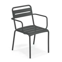 emu - chaise de jardin avec accoudoirs star - gris fer antique/revêtu par poudre/lxhxp 58x81x61cm
