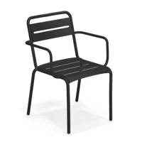emu - chaise de jardin avec accoudoirs star - noir/revêtu par poudre/lxhxp 58x81x61cm