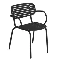 emu - chaise de jardin avec accoudoirs mom - noir/peint par poudrage/lxhxp 58,5x65x56cm