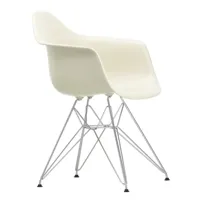 vitra - chaise avec accoudoirs eames dar chromé - caillou/siège polypropylène/structure chrome façon tour eiffel /pxhxp 62,5x83x60cm