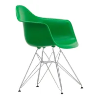 vitra - chaise avec accoudoirs eames dar chromé - vert/siège polypropylène/structure chrome façon tour eiffel /pxhxp 62,5x83x60cm