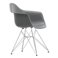 vitra - chaise avec accoudoirs eames dar chromé - gris granit/siège polypropylène/structure chrome façon tour eiffel /pxhxp 62,5x83x60cm