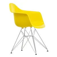 vitra - chaise avec accoudoirs eames dar chromé - lumière du soleil/siège polypropylène/structure chrome façon tour eiffel /pxhxp 62,5x83x60cm