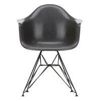 vitra - chaise avec accoudoirs eames fiberglass dar noire - gris éléphant/assise fibre de verre/structure façon tour eiffel noir/lxhxp 62,5x83x60cm