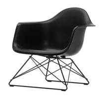 vitra - chaise avec accoudoirs eames plastic dar noir - noir profond/assise polypropylène/structure acier laqué noir/avec patins en feutre