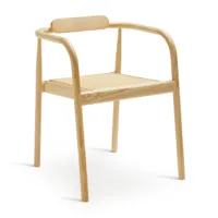 please wait to be seated - chaise avec accoudoirs ahm - frêne/siège rotin/lxhxp 53x70x54.5cm/structure frêne naturel