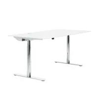 montana - table de bureau hilow 2 80x160cm - blanc comme la neige/micro stratifié/électrique réglable en hauteur 63.5-127cm/structure chrom très brill